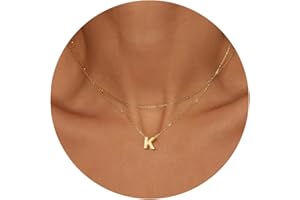 GIFT4U Initial Necklaces for Women Girls - 18K Gold Plated Layered Dainty Personalized Initial A-Z Pendant Necklaces Trendy Choker Necklaces Bead Chain Cute Letter Name Necklace Gold Jewelry Gifts