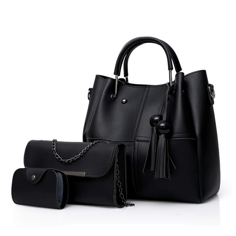 Segater® Women Fashion Handbag Shoulder Bag+CRossbody Bag+Card Purse Faux Leather Tote 3 Pieces