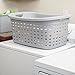 Sterilite 6-Pack Weave Laundry Basket, Rectangle Plastic Clothes Hamper w/ Handles, Gray