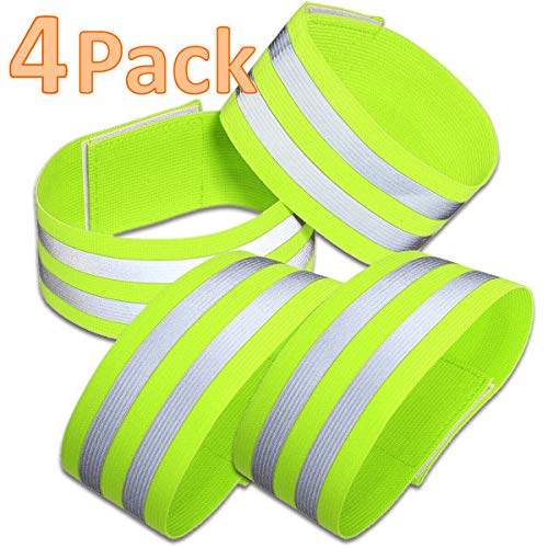 Kaiyuan Dynasty Reflective Bands High Visibility Running Gear Bands for Wrist/Ankle/Arm/Leg Safety Night Walking Reflector Tape Strap 4 Bands