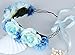 Vivivalue Rose Flower Crown Boho Flower Headband Hair Wreath Floral Headpiece Halo with Ribbon Wedding Party Festival Photos Blue