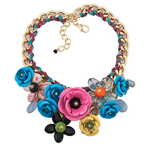 Lovelycharms colorful flower floral statement necklace chunky pen…