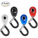 Dog Clicker for Training with Wrist Strap Pack of 4 Pcs New Upgraded Pet Training Clicker Kit for Puppy Cats Birds Horses