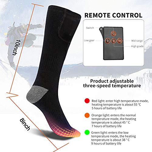 JINGOU Rechargeable Heated Socks Remote Control Electric Socks 3 Heating Settings Winter Thermal Socks for Women Men Outdoor Activities, Smart Li- Polymer Battery Socks