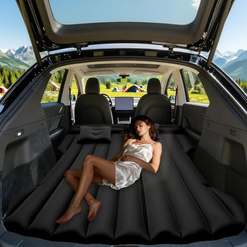 Colchon Coche, Colchón Inflable Cama para Model Y Asiento Trasero Tronco | Cama Hinchable Viajes Camping | Coche de Aire Libre Acampadas para SUV RV VAN Truck|195x130x15cm| Superficie de aglomeración