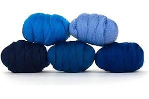 Revolution Fibers | Mixed Merino Wool Variety Pack | Perfect Wool Roving for Spinning, Needle Felting, Wet Felting, Weaving and Crafting (Delta Blues (Blues), 250 Grams)