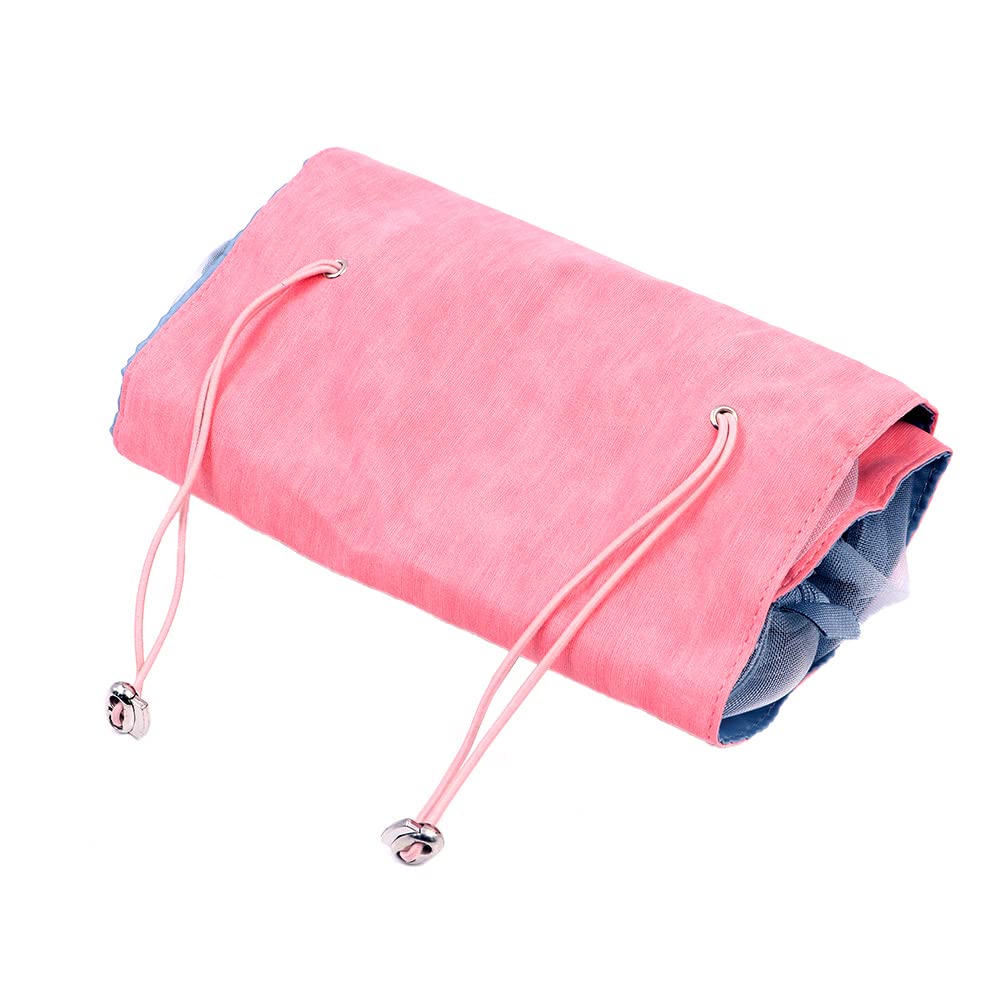 Tiardey 4 in 1 Detachable Toiletry Bag Mesh Cosmetic Bag, Foldable Make Up Roll Bag Large Capacity Wash Bag Travel Organizer - Pink