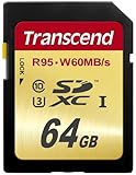 Transcend 64 GB High Speed 10 UHS-3 Flash Memory Card 95/60 MB/s (TS64GSDU3)