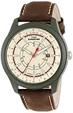 Timex Men's T49921 Expedition Camper Green Case Natural Dial Brown Leather Strap Watch