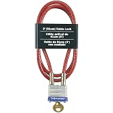 Master Lock 719D Steel Cable with Integrated Outdoor Padlock with Key, 1 Pack