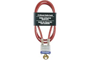 Master Lock 719D Steel Cable with Integrated Outdoor Padlock with Key, 1 Pack