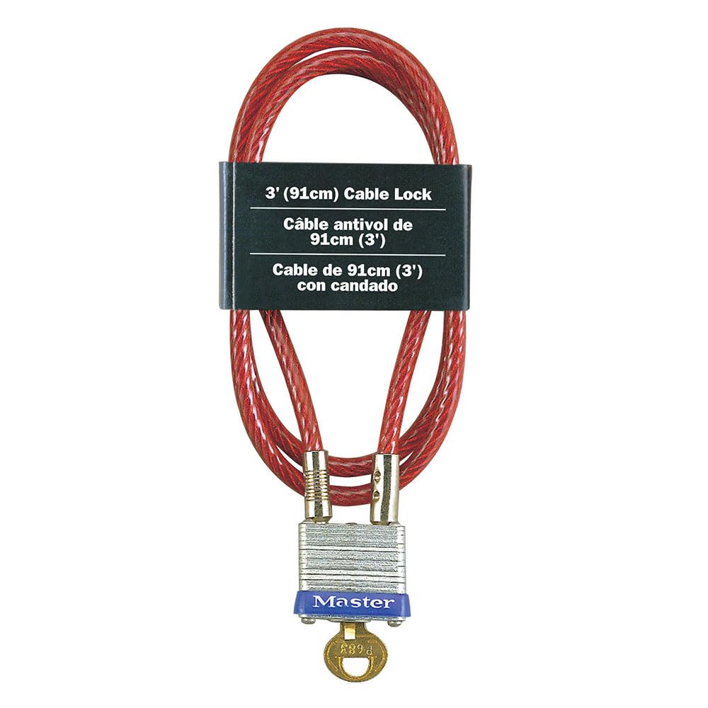 Master Lock 719D 3' Long x 3/16' Diameter Cable with Integrated Laminated Steel Padlock