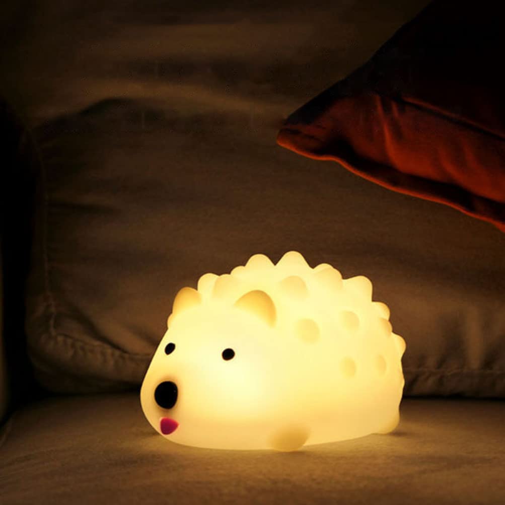 Uonlytech Silicone Hedgehog Night Light LED Touch Control Bedside Lamp USB Rechargeable Baby Nursery Light with Remote for Kids Baby Children Bedroom 2w