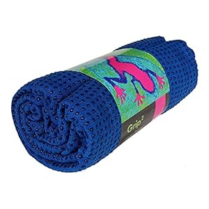 Blue Asana Anti-Slip Yoga Grip Towel with Silicone Dots