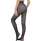 VERDALUX Women's Winter Fleece Lined Thermal Tights, Fake Sheer Look Opaque Leggings, Thick Warm Pantyhose for Cold Weather