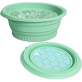 Dlyaua Face Bowl for Ice with Built-in Ice Tray – Collapsible Silicone Facial Ice Bath Bowl for Cold Plunge Therapy Skin Tightening Acne Relief – Portable Spa Tool for Home Green