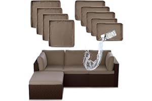 SUSIE'S GARDEN 9p patio cushion covers Outdoor Patio Cushions Covers Replacement Waterproof with Zipper for 5 Pcs Patio Furniture Set, Slipcovers for Outdoor Cushions Taupe, Covers Only