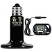 Zacro Reptile Heat Lamp 150W with One Digital Thermometer, Infrared Ceramic Heating Non-light Lamps Emitter 110V (Black) primary