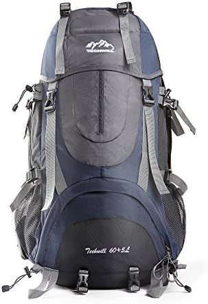 TECHWILL 65L Large Back Packs Mountaineering Bag Water Resistant Nylon Travel Daypack,Internal Frame Backpacks (Grey)