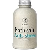 De-Stress Bath Salt 21.16 Oz w/Natural Rosemary & Juniper Oils - Natural Bath Sea Salts 600g - Best for Good Sleep - Relaxing - Calming - Body Care - Beauty - Aromatherapy
