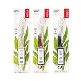RADIUS Source Recycled Handle Toothbrush, Medium Bristles, Assorted Colors, Colors May Vary (Pack of 3)