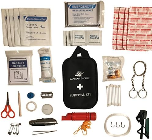 Survival AND First Aid Kit with Over 50 Pieces | Includes Multi Tool, Emergency Blanket, Survival Whistle, Magnesium Fire Starter, and Much More | Ultra Light Weight and EASY to Carry, Less than 1LB.