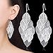 JUCAW Women Silvers Dangling Earrings, Sterling Silver Dangle Earrings, Fashion Jewelry Lightweight Leaf Earrings Dangles Birthday Gifts for Mom Wife Sister or Friends