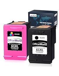 Oficina mundo   Recambio de cartucho de tinta para HP 61 X L High Yield cr258bn CH563WN CH564WN, 2 negro