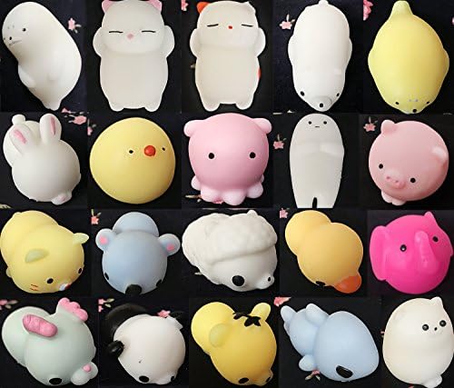 Mochi Squishies Cute, Alled 20 Pcs Mini Squeeze Toys Soft Stretchy Cute Squishy Kawaii Animal Squishies Toys Release Stress Hand Fidget Toy for Kids Gift (20 Pcs Animals Squishies New)