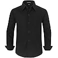 Spring&Gege Boys' Long Sleeve Dress Shirts Formal Uniform Poplin Solid