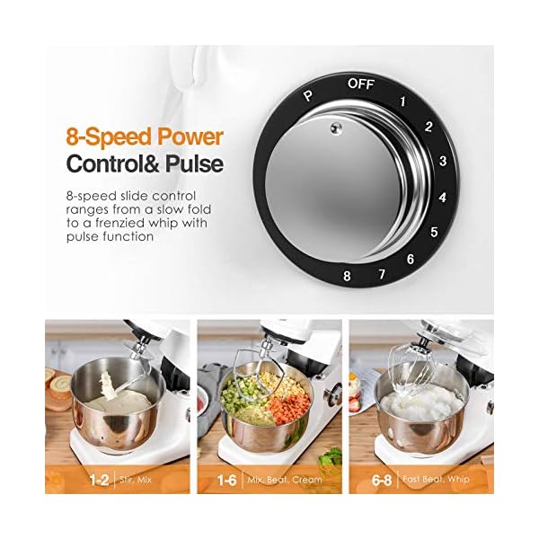 OSTBA-Stand-Mixer-8-Speed-Tilt-Head-Food-Mixer-1000w-Electric-Kitchen-Mixer-52L-304-Stainless-Steel-Mixing-Bowl-with-Dough-Hook-Whisk-and-Beater OSTBA Stand Mixer 8 Speed Tilt-Head Food Mixer 1000W Electric Kitchen Mixer, 5.2L 304 Stainless Steel Mixing Bowl with…