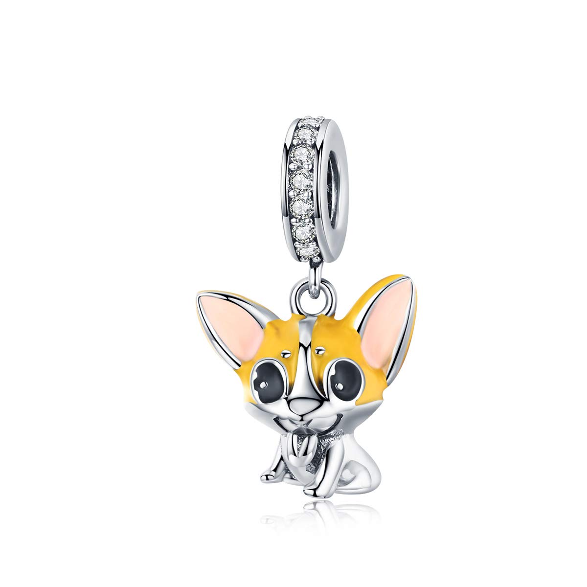 925 Sterling Silver Dog Charm Gifaffe Charm Dove Charm Cat Charm Fish Charm Rabbit Charm Crab Charm Owl Charm Monkey Charm for Pandora Charm Bracelet (Dog)