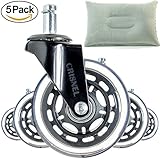 Crisnel rollerblade casters for office chair wheels - stem caster replacement wheel with back support pillow - heavy duty furniture tires - safe for carpet, hardwood, tile, laminate and stones