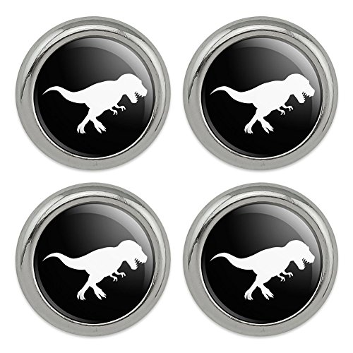 Dinosaur Tyrannosaurus Rex Black White Metal Craft Sewing Novelty Buttons - Set of 4