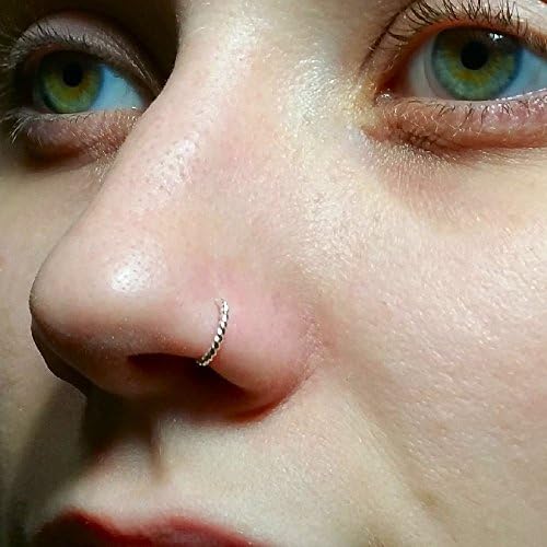Faux Clip-On Twisted Wire Nose Ring 18g - 925 Sterling Silver - No Piercing Needed