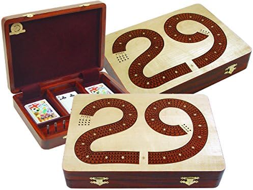 29 Cribbage Board Box Continuous 4 Track Inlaid with Maple/Bloodwood - 11" x 8"