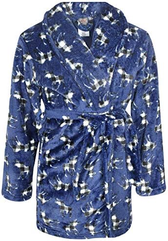 Boy's Coral Fleece Printed Medium Length Robe