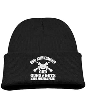 Unisex Kid Adjustable Skull Caps Slouchy Loose Beanie For 2nd Amendment God Guns Guts