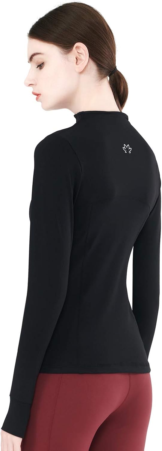 Zeronic Women's Collar Pockets Casual Zip Jacket with Thumb Holes at  Women’s Clothing store