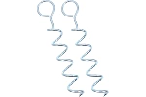 FOMIYES 2pcs Iron Tent Stakes Spiral Dog Anchor Pegs for Camping Canopy and Outdoor Puppy Tie-Outs, Sturdy