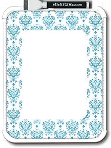 Turquoise Damask Magnetic Locker Decoration Dry Erase Board