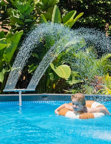 Pool Fountain for Above and In-Ground Pools, Adjustable Dual Spray Waterfall Sprinkler Cooler for Pool, Swimming Pool Spa Water Fountain, High-Pressure Pool Spray Fountain