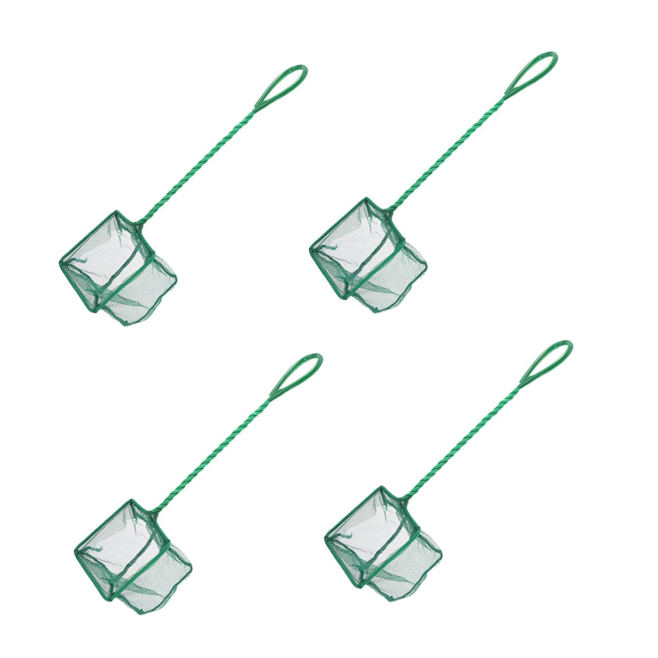 POPETPOP Portable Fishing Net Shrimp Dip Net with Handle for Aquarium Fish Tank Pond 4 Inch 4pcs (Green)