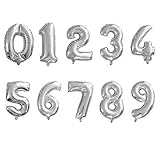 Mcolour Balloon Silver Foil Balloons,Party Supplies 16 Inch Numbers 0-9 Foil Balloons