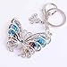 Reizteko Butterfly Keychain Sparkling Keyring Crystal Rhinestones Purse Pendant Handbag Charm Gift Bag (Silver)