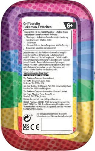 Pokémon-Sammelkartenspiel: Mini-Tin-Box Mega-Entwicklung – Erhabene Helden: Zorua und Urgl (1 Stickerbogen, 1 Pokémon-Bildkarte und 2 Boosterpacks) 4