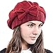 F&N STORY Lady French Beret Wool Beret Chic Beanie Winter Hat Jf-br034 (HY022-Claret)