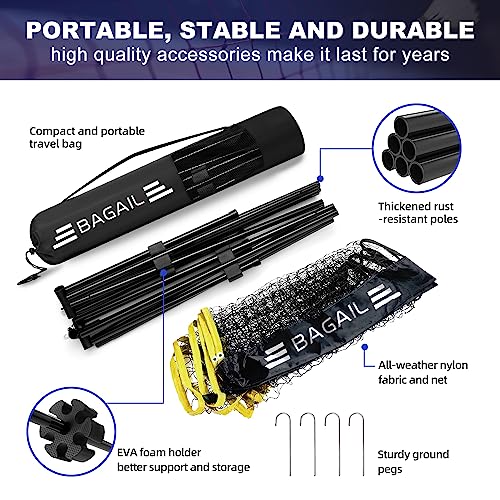 BAGAIL Badminton Net 3M/4M/5M, Height Adjustable Net, Foldable Poles and Portable Carry Bag, Quick Assemble Sports Net for Badminton in Garden, Tennis & Pickleball in Park or Junior Beach Volleyball