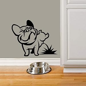 2 Pces,Wall Stickers, Wall Tattoos,Dog Decal Pissing French Bulldog Vinyl Wall Stickers Home Decor Living Room Removable Art Decal Mural for Wall Window Glass 72X57Cm
