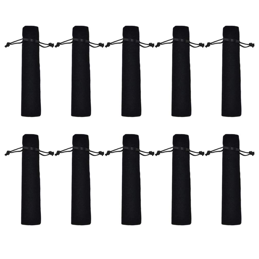 25Pcs Black Flannel Pen Pouch with Drawstring Closure Lightweight Storage Bag for Fountain Pen Ballpoint and Pencil Ideal Gift for Students and Professionals